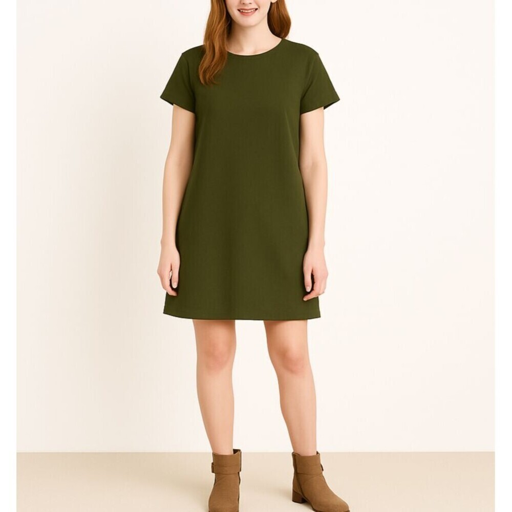 Lulus Olive Green Shift Dress Size S Exposed Zip Back Minimalist Modern Casual